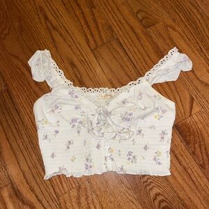 Frilly floral button up blouse